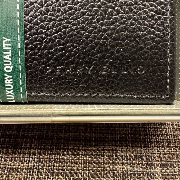 Perry Ellis Portfolio Men's Genuine Leather Passcase ID Wallet Black NWT - Picture 10 of 13